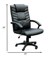 Chesterfield Office Chair with Pneumatic Lift, Black Bonded Leather