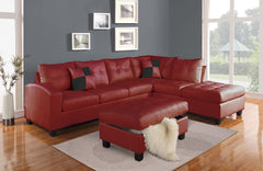 38" X 26" X 18" Red Bonded Leather Match Ottoman With Storage