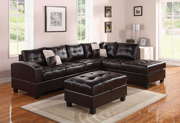 38' X 26' X 18' Espresso Bonded Leather Match Ottoman With Storage