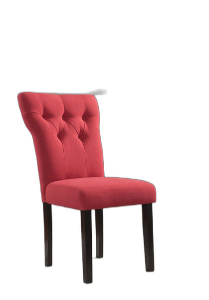 26' X 21' X 39' 2pc Red Linen And Walnut Side Chair