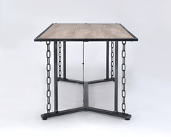 60' X 36' X 30' Rustic Oak And Antique Black  Dining Table