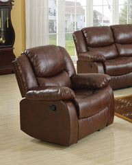 39" X 37" X 38" Brown Bonded Leather Recliner