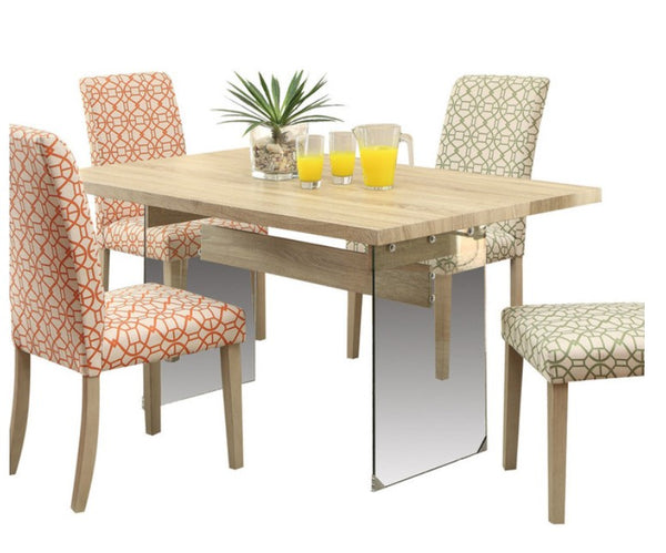 Glass Panel and Light Oak Dining Table