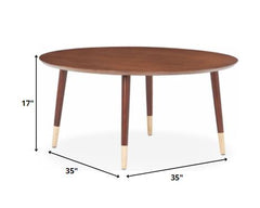 35' X 35' X 17' Walnut Mid-Century Modern Coffee Table