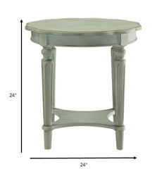 24' X 24' X 24' Antique Green Solid Wood End Table