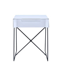 White Modern Metal End Table with Drawer