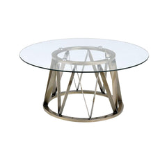 40' X 40' X 18' Clear Glass And Antique Brass Coffee Table