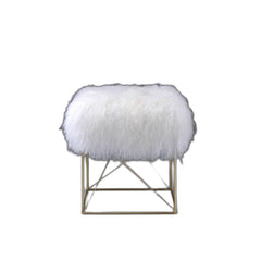 17' X 17' X 19' Wool And Gold Brass Ottoman