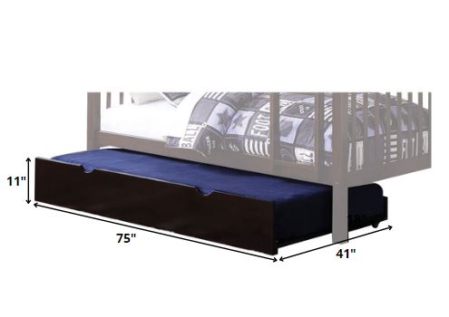 75' X 41' X 11' Espresso Pine Wood Trundle