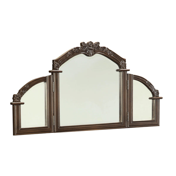Dark Brown Finish Vanity Table with Mirror
