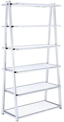 36' X 16' X 71' White High Gloss And Chrome Bookcase