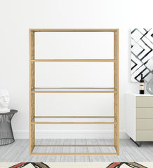48' X 14' X 72' Clear Glass And Gold Bookcase