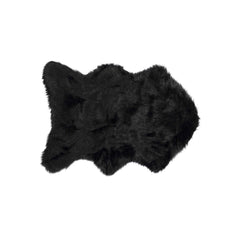 24" x 36" x 1.5" Black Sheepskin FAUX FUR Single - Area Rug
