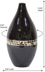 Genie Black Lacquer with Brown Coconut Shell Spun Bamboo Vase