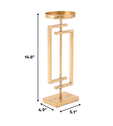 5.1" X 4.9" X 14.8" Gold Steel Candle Holder