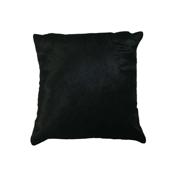 18" x 18" x 5" Black Cowhide  Pillow