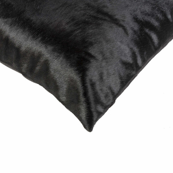 18" x 18" x 5" Black Cowhide  Pillow