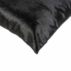 18" x 18" x 5" Black Cowhide  Pillow