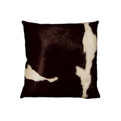 18" x 18" x 5" Chocolate And White Cowhide  Pillow