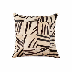 18" x 18" x 5" Zebra Black On White Patchwork Cowhide  Pillow
