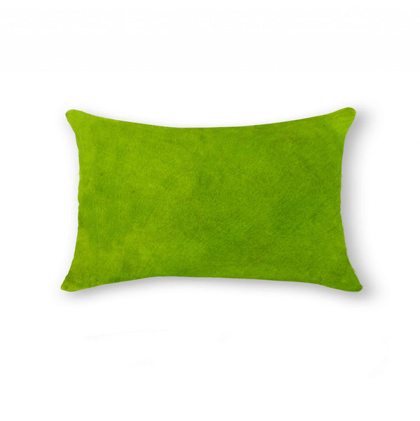 12" x 20" x 5" Lime Cowhide  Pillow