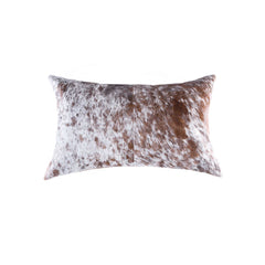 18" x 18" x 5" Salt And Pepper Brown And White Cowhide  Pillow