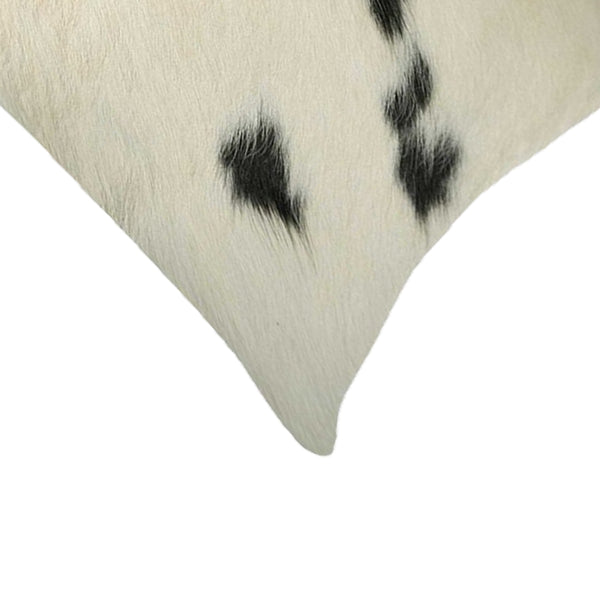12" x 20" x 5" White And Black Cowhide  Pillow