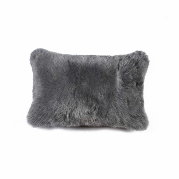 12" x 20" x 5" Gray Sheepskin  Pillow