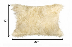 12" x 20" x 5" Natural Sheepskin  Pillow