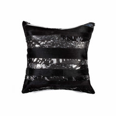 18" x 18" x 5" Black And Silver  Pillow