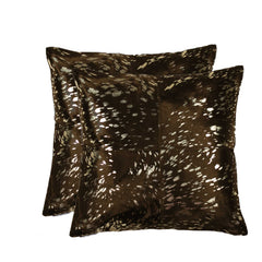 18" x 18" x 5" Gold And Chocolate Quattro  Pillow 2 Pack