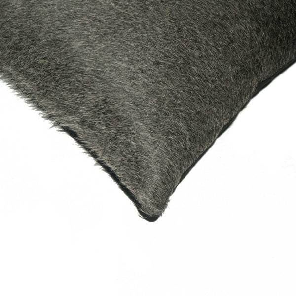 12" x 20" x 5" Gray And White Cowhide  Pillow