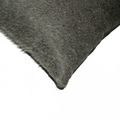 12" x 20" x 5" Gray And White Cowhide  Pillow