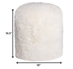 18" x 18" x 16.5" White Short-Hair Sheepskin - Stump Pouf