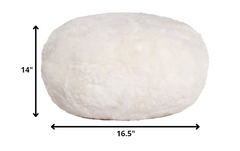 16.5" x 16.5" x 14" White Short-Hair Sheepskin - Ottoman Pouf