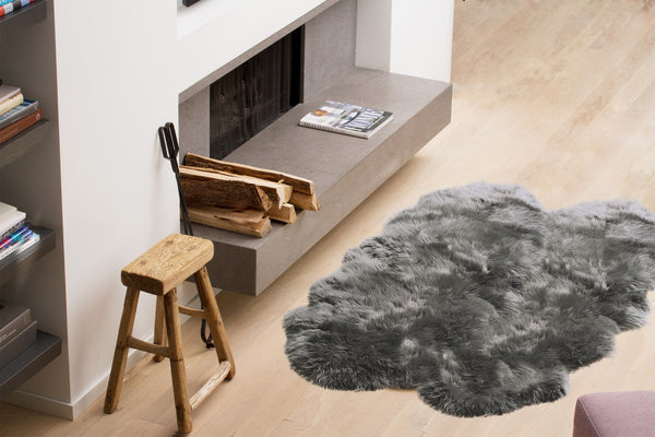 48" x 72" Gray Quattro Sheepskin Wool Area Rug