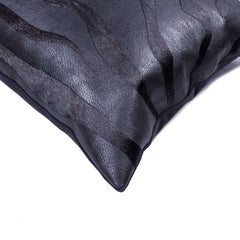 12" x 20" x 5" Zebra Black On Black Cowhide  Pillow