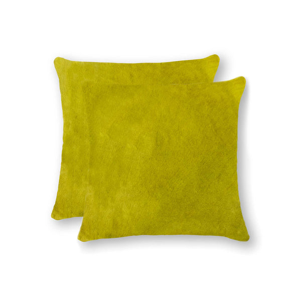 18" x 18" x 5" Yellow Cowhide  Pillow 2 Pack