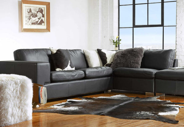 18" x 18" x 5" Chocolate And White Cowhide  Pillow 2 Pack