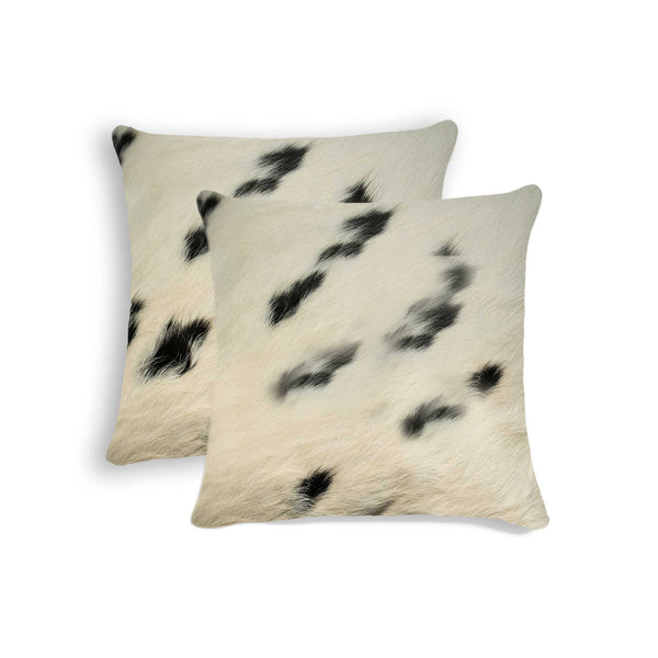 18" x 18" x 5" White And Black Cowhide  Pillow 2 Pack