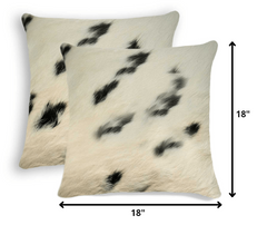 18" x 18" x 5" White And Black Cowhide  Pillow 2 Pack