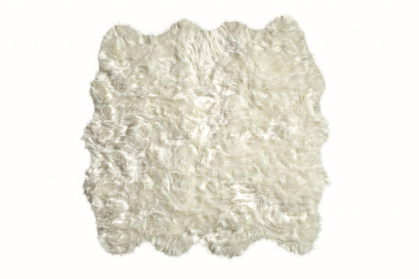 72" x 72" x 1.5" Off White Octo Faux Sheepskin - Area Rug