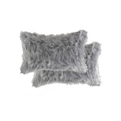 12" x 20" x 5" Gray Faux  Pillow 2 Pack