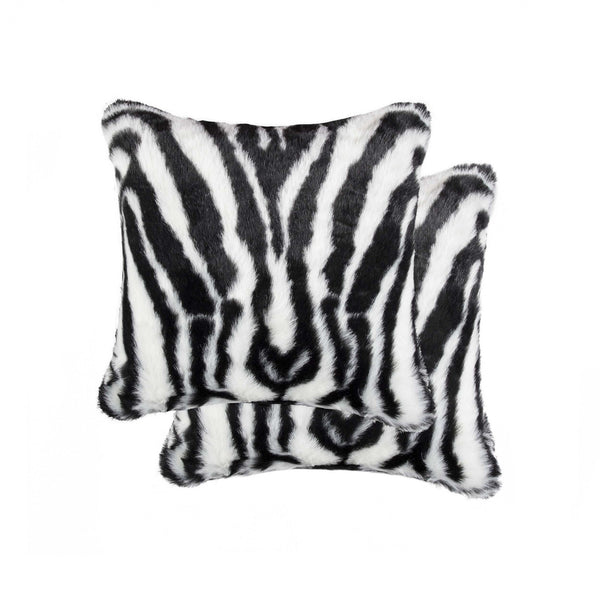 18" x 18" x 5" Denton Zebra Black and White Faux  Pillow 2 Pack