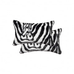 12" x 20" x 5" Denton Zebra Black and White Faux  Pillow 2 Pack