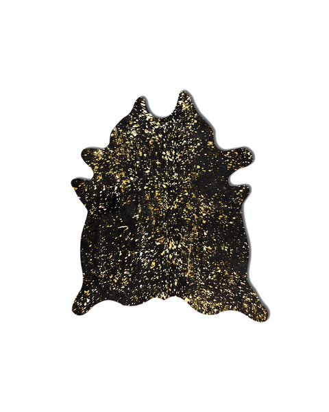 60" x 84" Black And Gold Cowhide - Area Rug