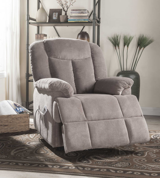 34" X 37" X 41" Light Brown Fabric Recliner With Power Lift And Massage