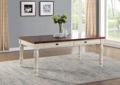 72' X 42' X 30' Walnut And White Washed Solid Wood Dining Table