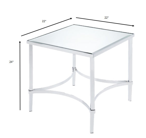22' X 22' X 24' Chrome And Mirrored End Table