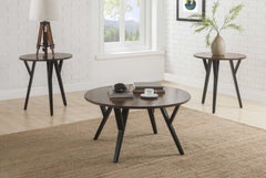 36' X 36' X 18' 3pc Oak And Black Coffee And End Table Set
